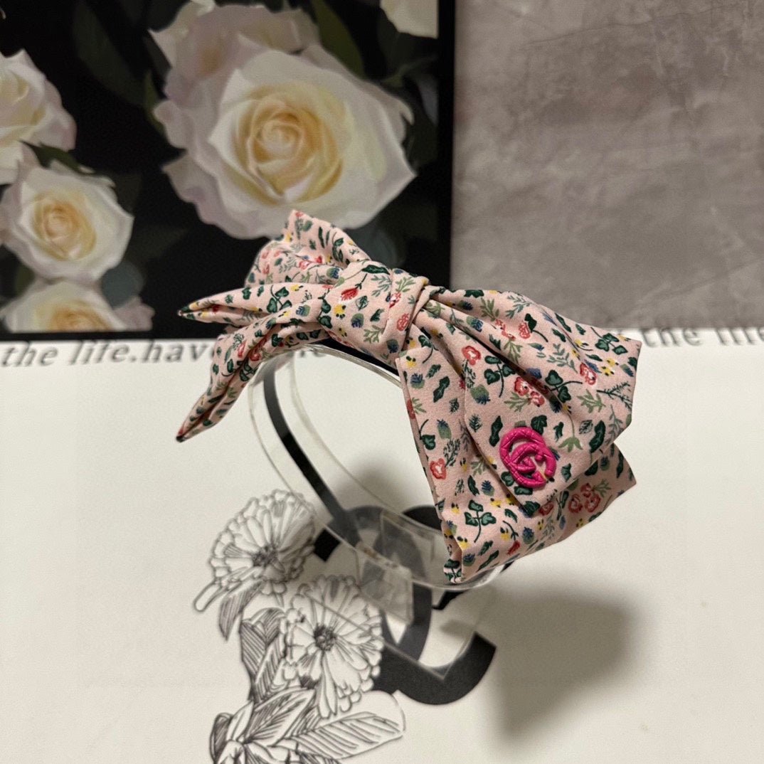 Alternative view of GUCCI HAIRBAND IN LIGHT PINK FLORAL FABRIC 385853