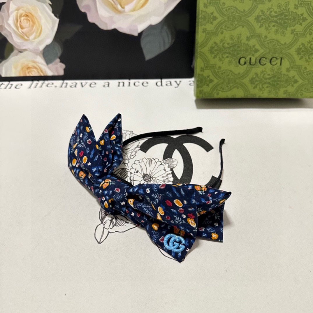 GUCCI Floral Bow Hair Headband - Image 5