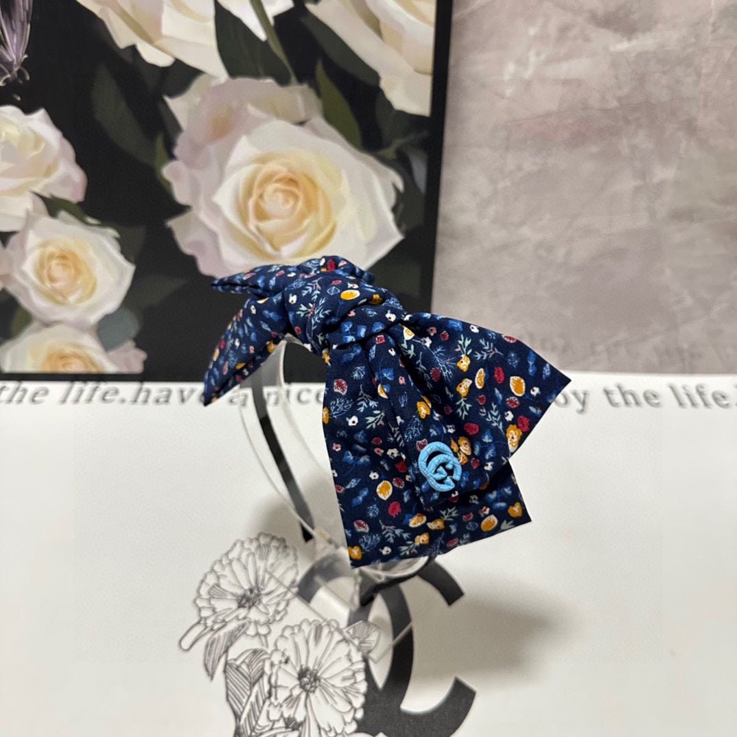 GUCCI Floral Bow Hair Headband - Image 7