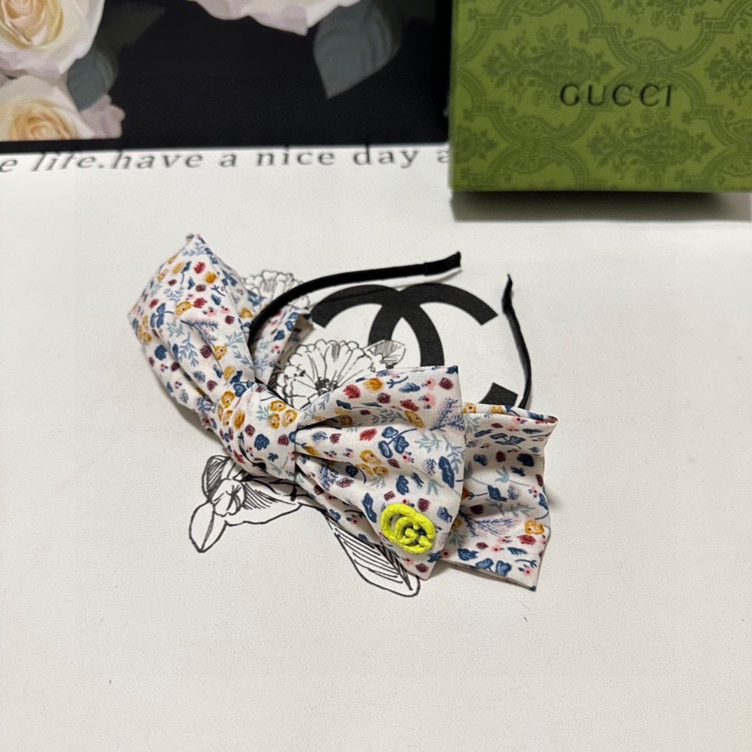 GUCCI Floral Bow Headband - Image 5