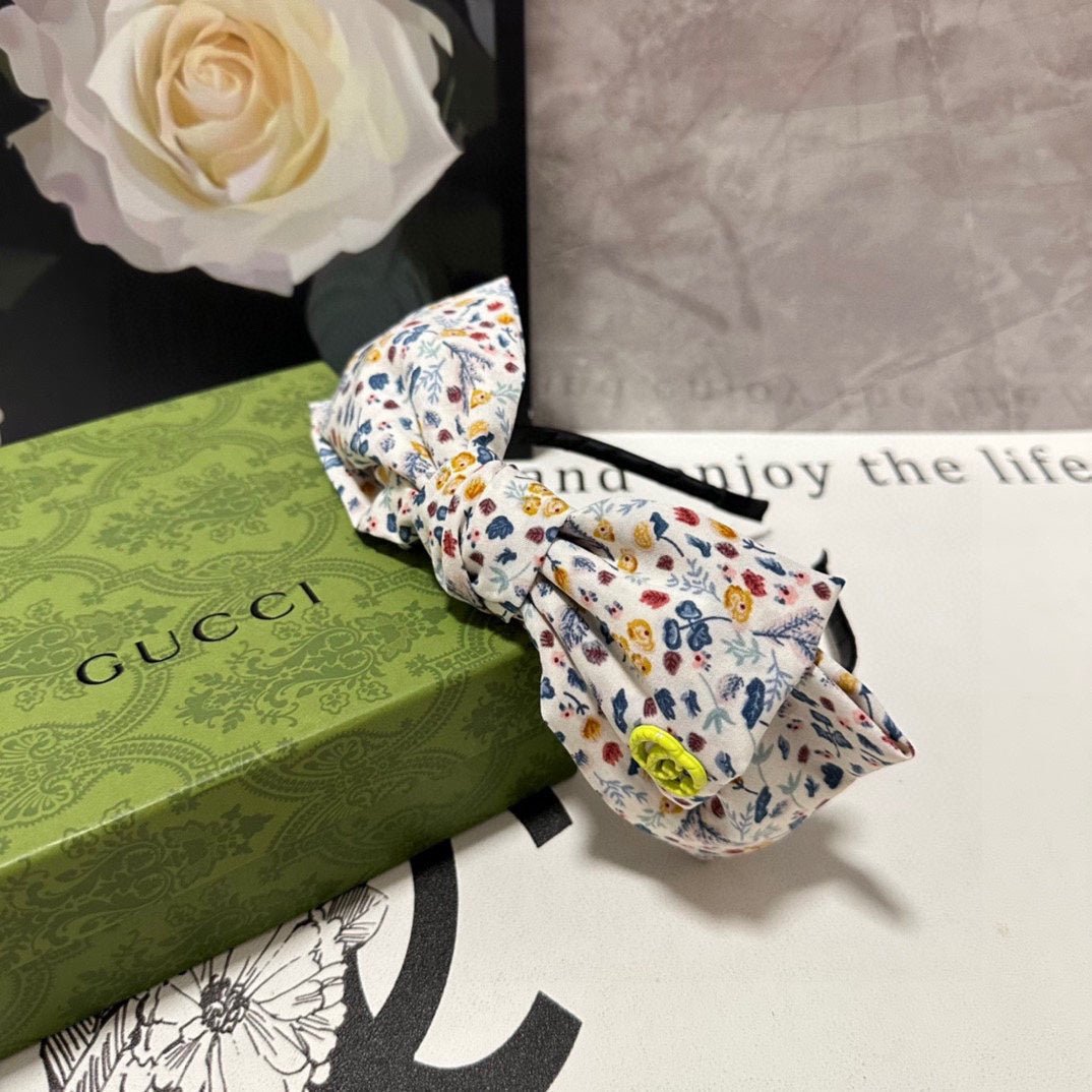 GUCCI Floral Bow Headband - Image 7