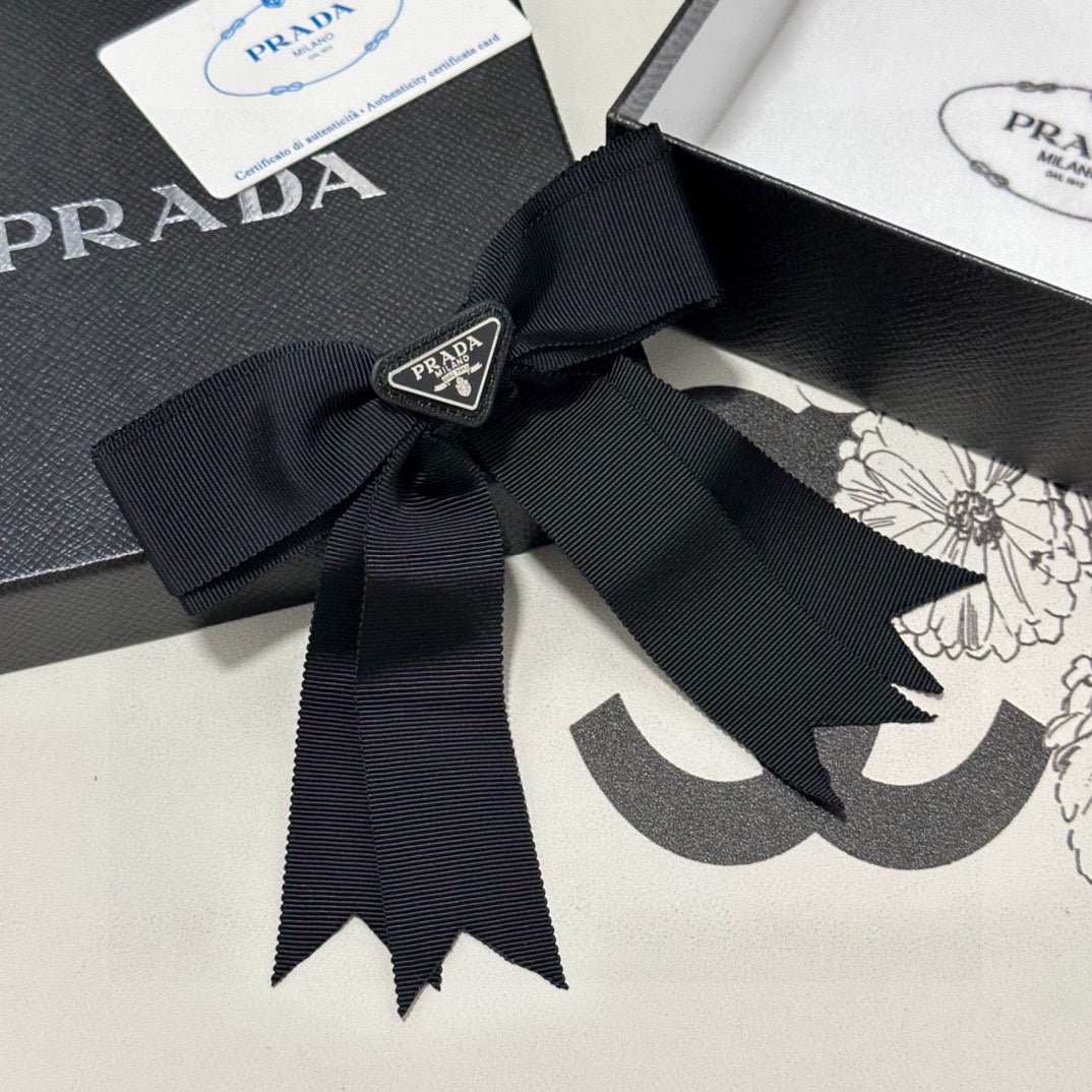 PRADA Pointed Streamer Satin Bow Clip - Image 6