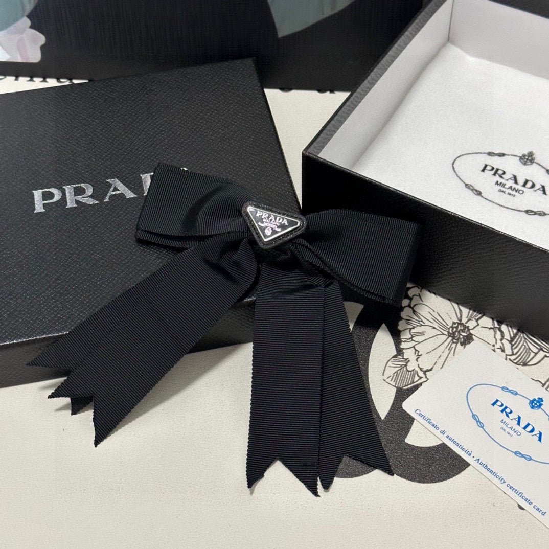 PRADA Pointed Streamer Satin Bow Clip - Image 7