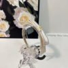 Chanel White Satin Crystal Bow Gold CC Headband