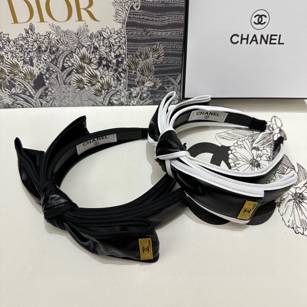 Chanel Leather Stripe Bow Headband - Image 10