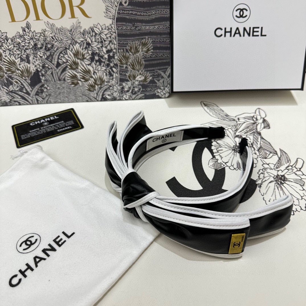 Chanel Leather Stripe Bow Headband - Image 7