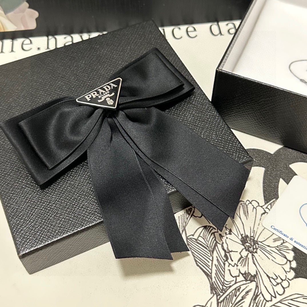 Alternative view of PRADA Black Satin Bow Hair Barrette