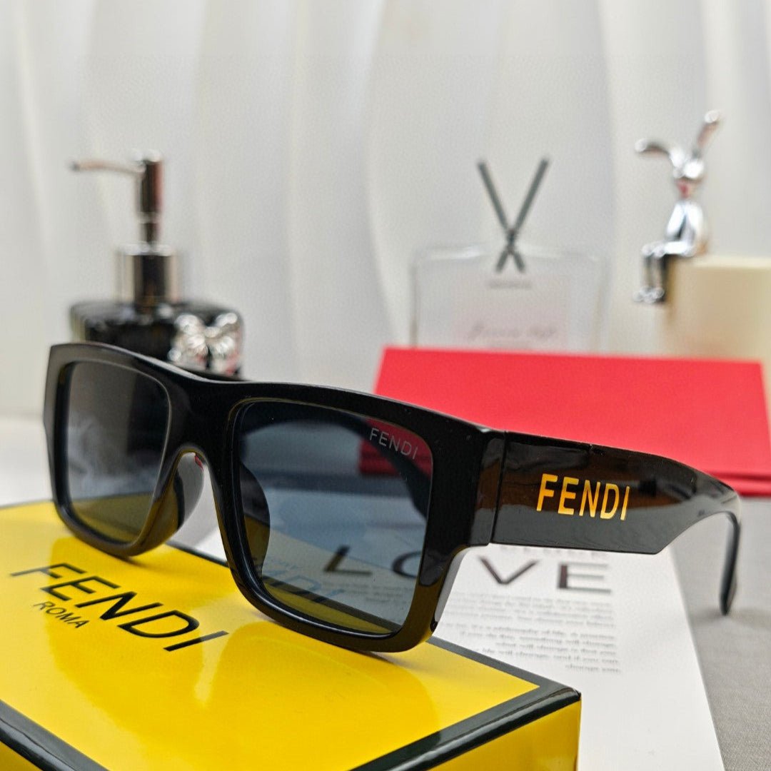 Alternative view of FENDI Acrylic Fiber Black Frame Lettered Bridge Sunglasses