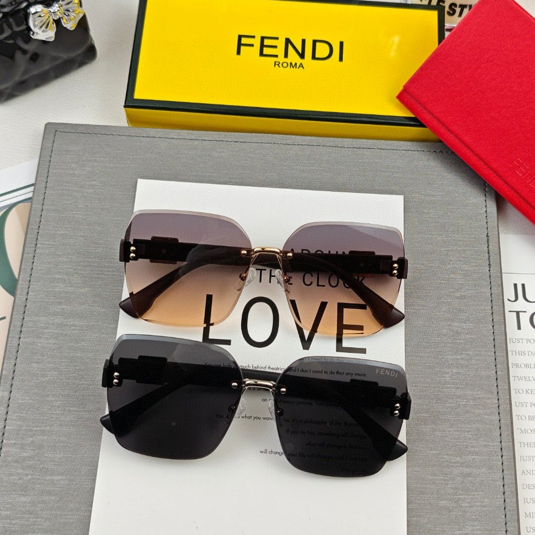 FENDI Metal Round Frame Hollowed-out Bridge Sunglasses - Image 7