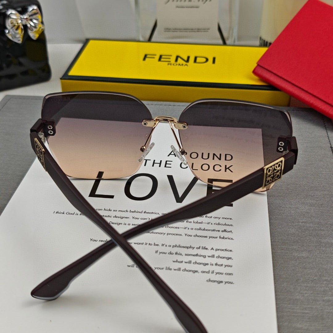 FENDI Metal Round Frame Hollowed-out Bridge Sunglasses - Image 5