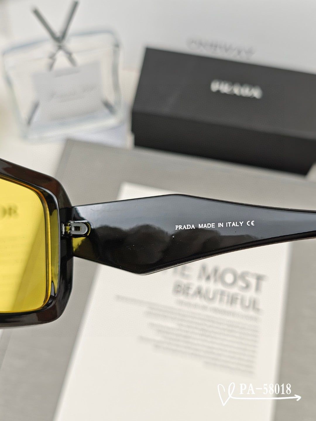 Prada Black Acetate Square Sunglasses - Image 8