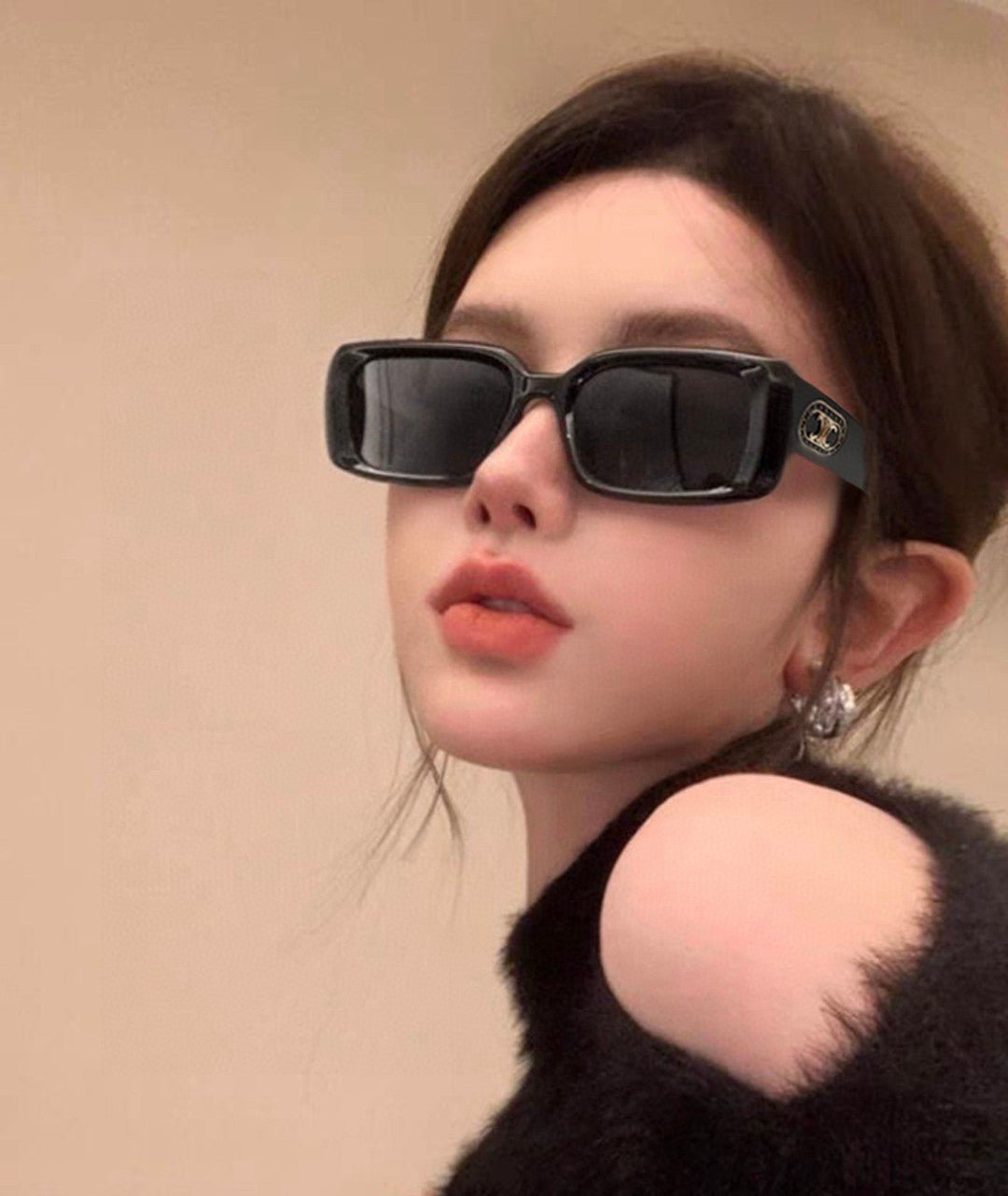 CELINE Black Rectangle Shades - Image 3