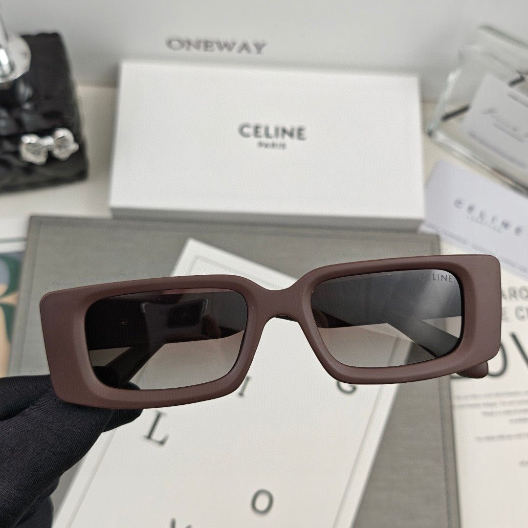 CELINE Slim Black Rectangle Shades - Image 6