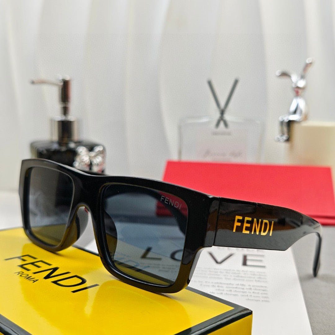 Alternative view of FENDI Acrylic Fiber Black Frame Lettered Frame Sunglasses