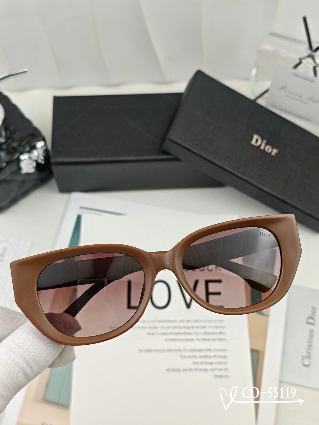 Dior Black Acetate Cat Eye Solid Smoke Sunglasses - Image 4
