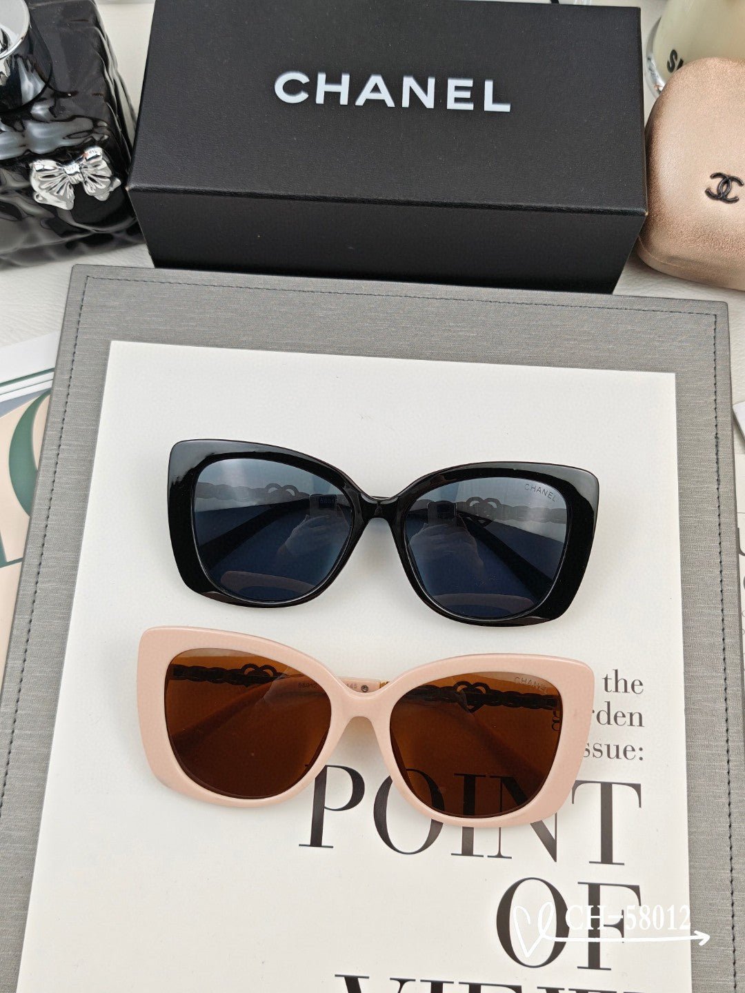 Chanel Pink Metal Square Sunglasses - Image 6