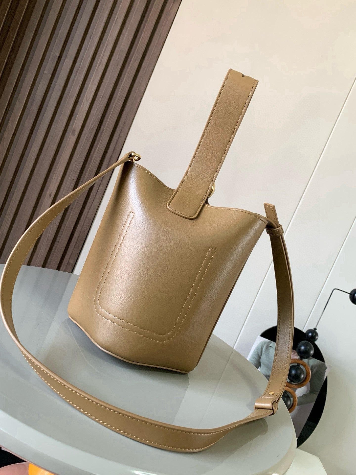 Alternative view of Loewe Mini Pebble Bucket Bag Bronze Brown Smooth Calfskin