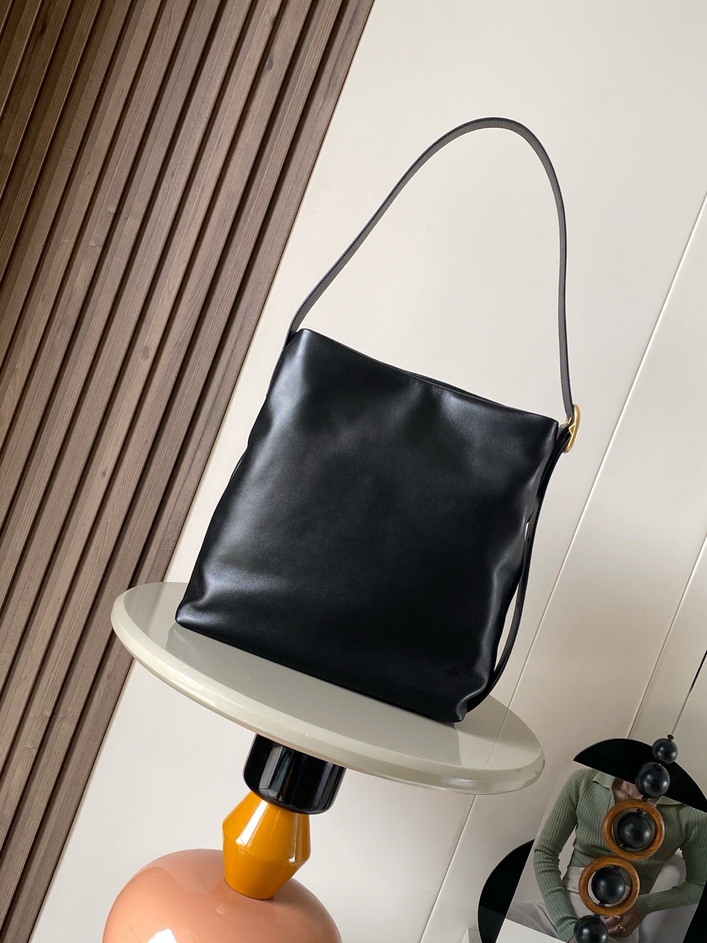 Alternative view of Loewe Draped Tote Black Lambskin 30cm