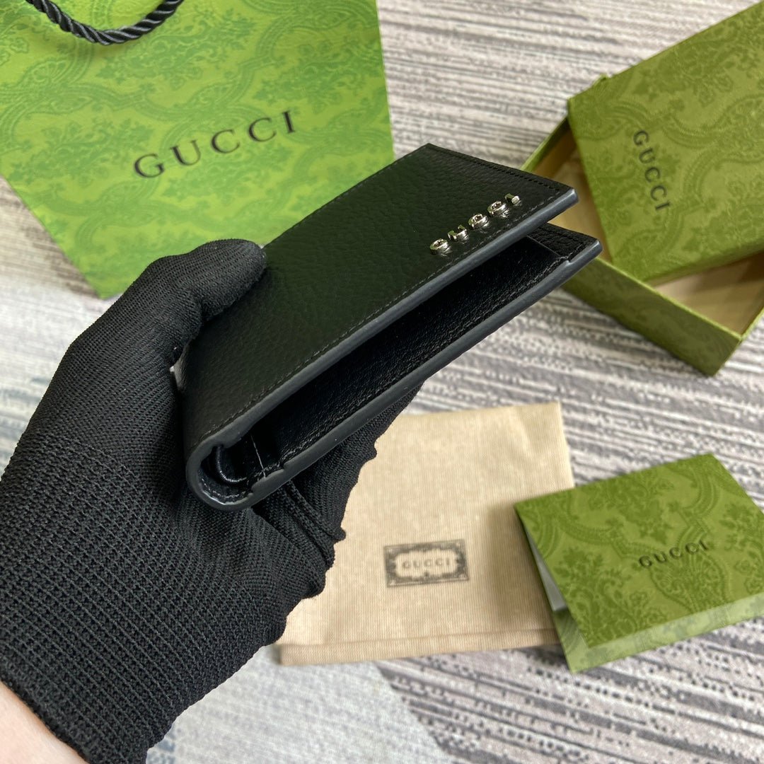 GUCCI Black Leather Logo Wallet - Image 5