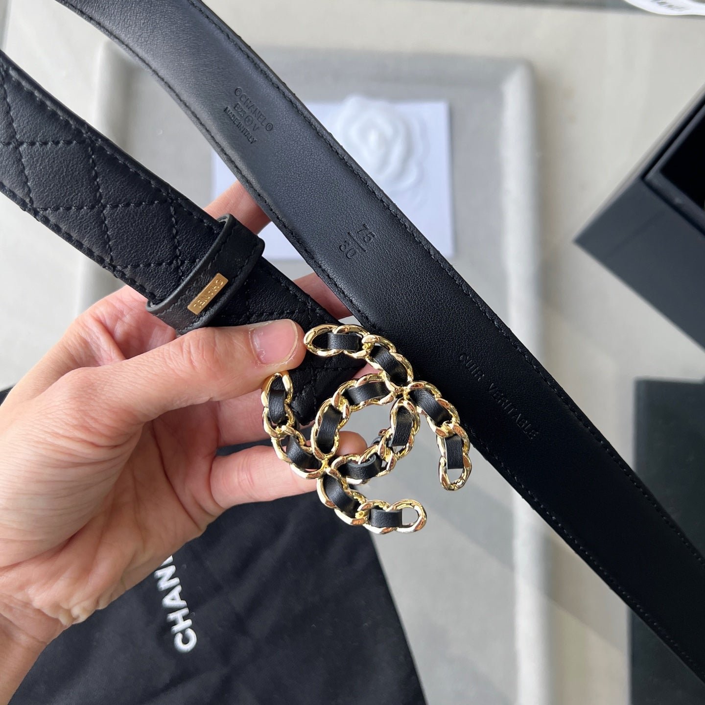 Chanel Quilted Lamb Chain Belt - Image 4