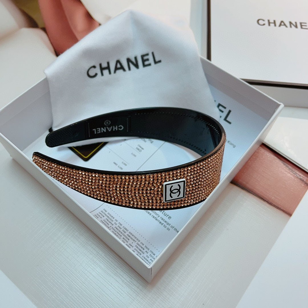 Alternative view of CHANEL BROWN WITH CRYSTALS HAIRBAND RESIN FOR WOMEN 124677