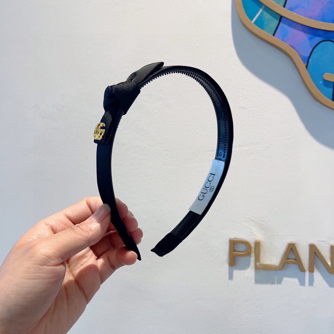 GUCCI Black Bow Leather Headband - Image 6