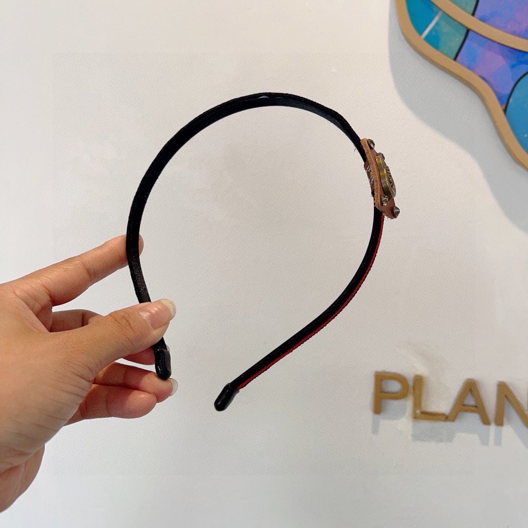 Alternative view of GUCCI NARROW HAIRBAND IN BLACK MIX RED FABRIC 395356