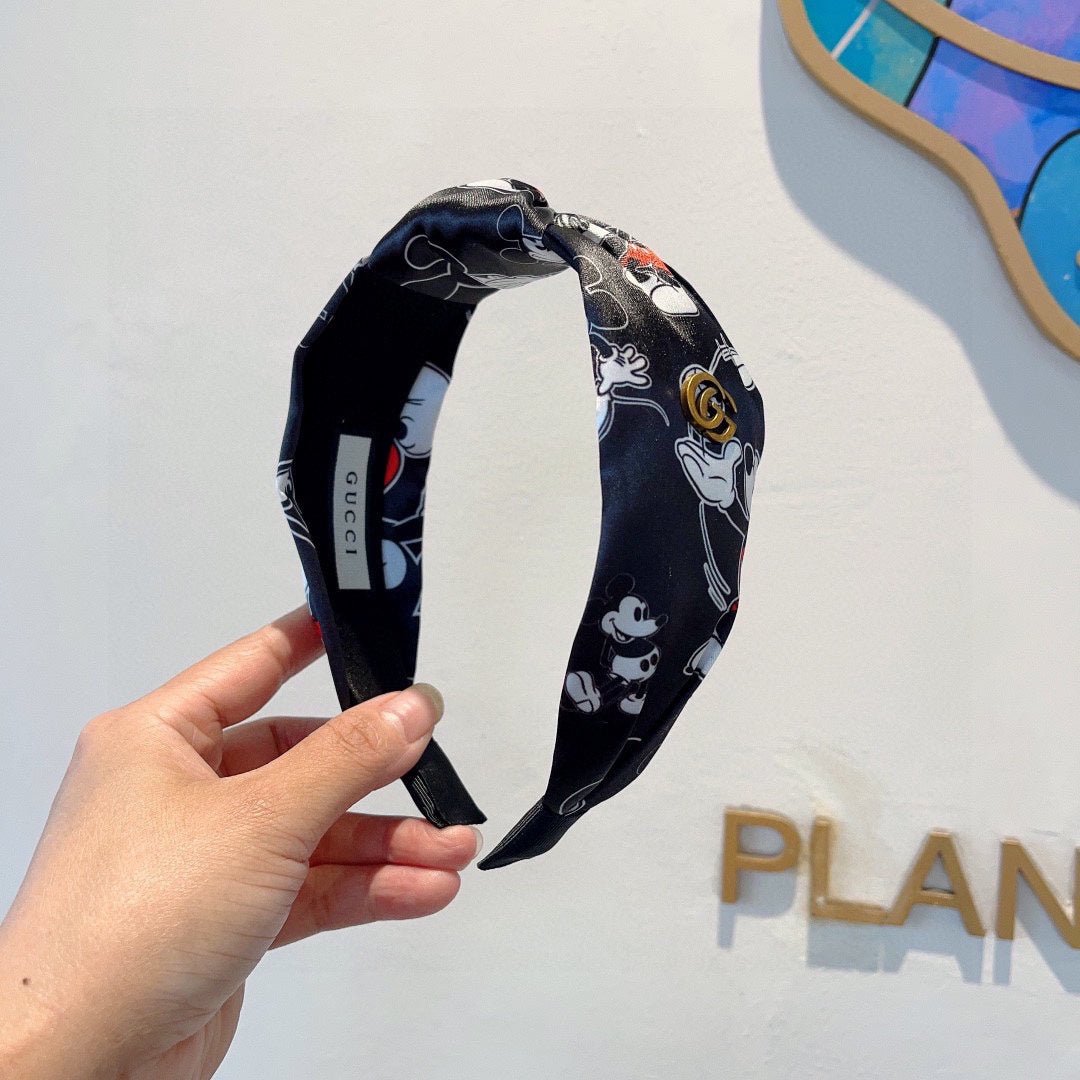 Alternative view of GUCCI MICKEY PRINT HAIRBAND IN BLACK SILK 409359