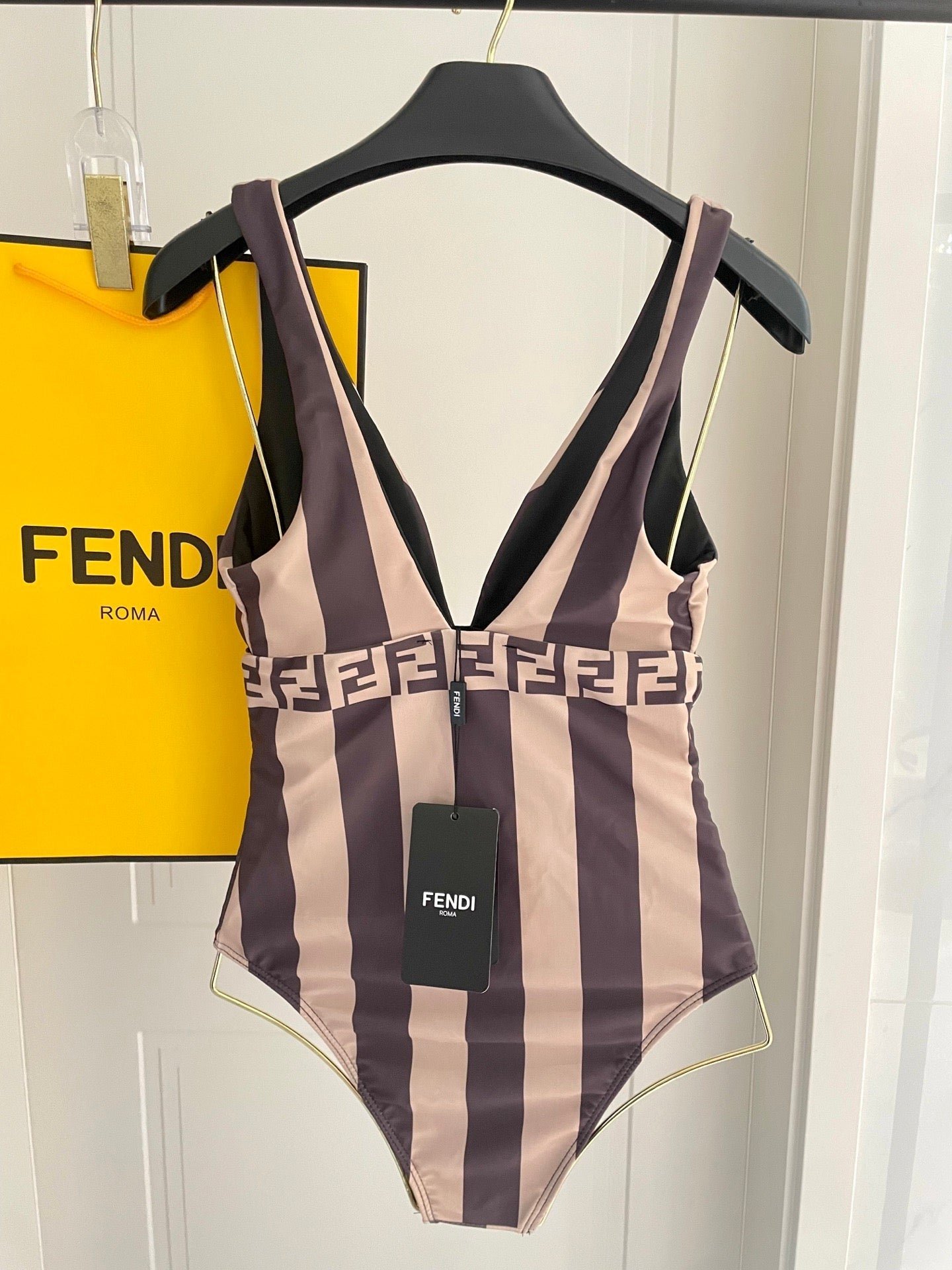 Alternative view of Fendi Striped V-Neck Swimsuit