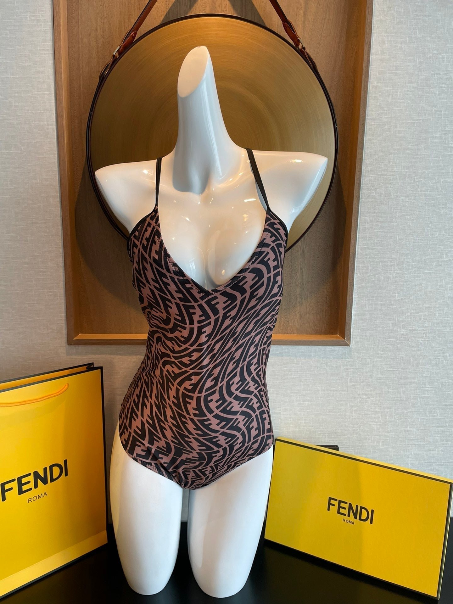 Alternative view of Fendi FF Print Halter Swimsuit