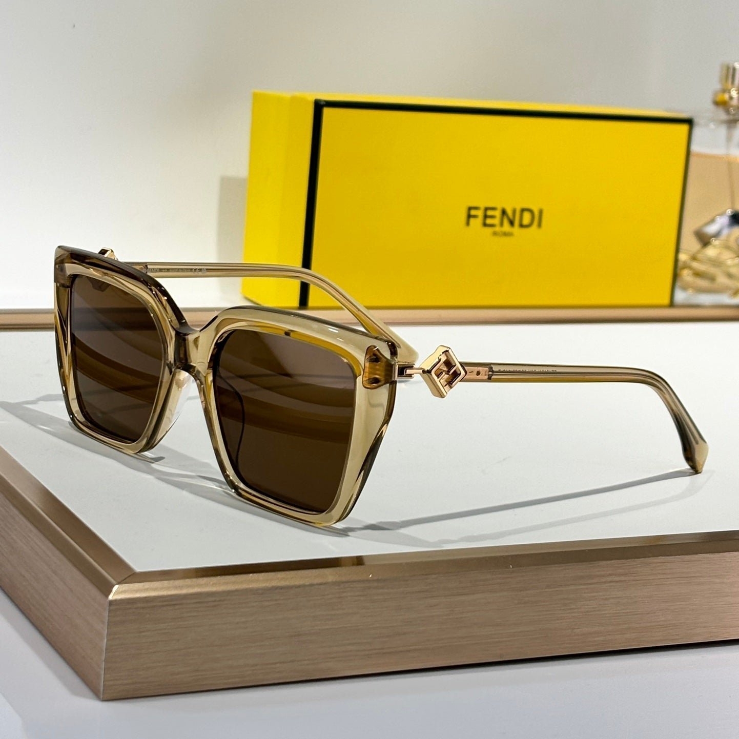 Alternative view of FENDI Acetate Fiber White Frame Gradient Sunglasses