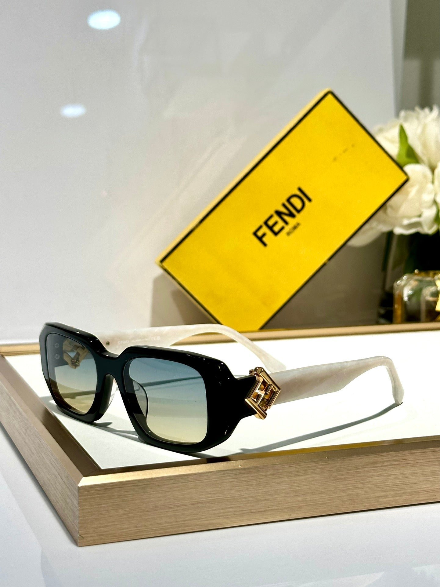 Alternative view of FENDI Transparent Yellow Acetate Fiber Oval Sunglasses