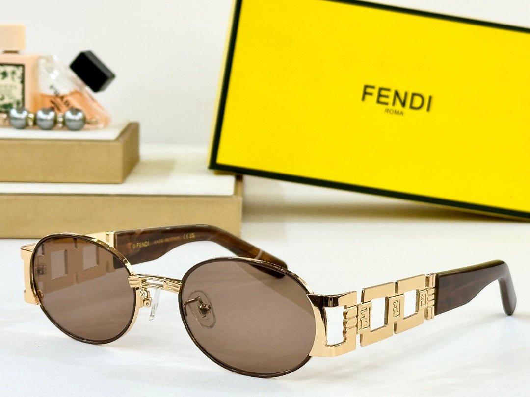 Alternative view of FENDI Metal Round Frame Hollowed-Out Temple Sunglasses