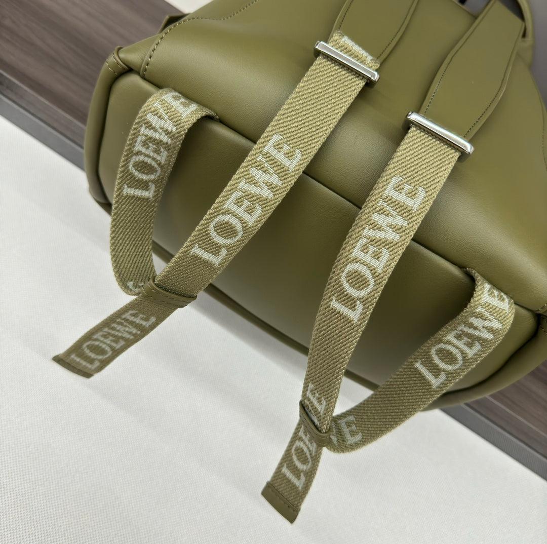 Loewe 2025 Flamenco Backpack 40cm Olive Green Calfskin 274688 - Image 8