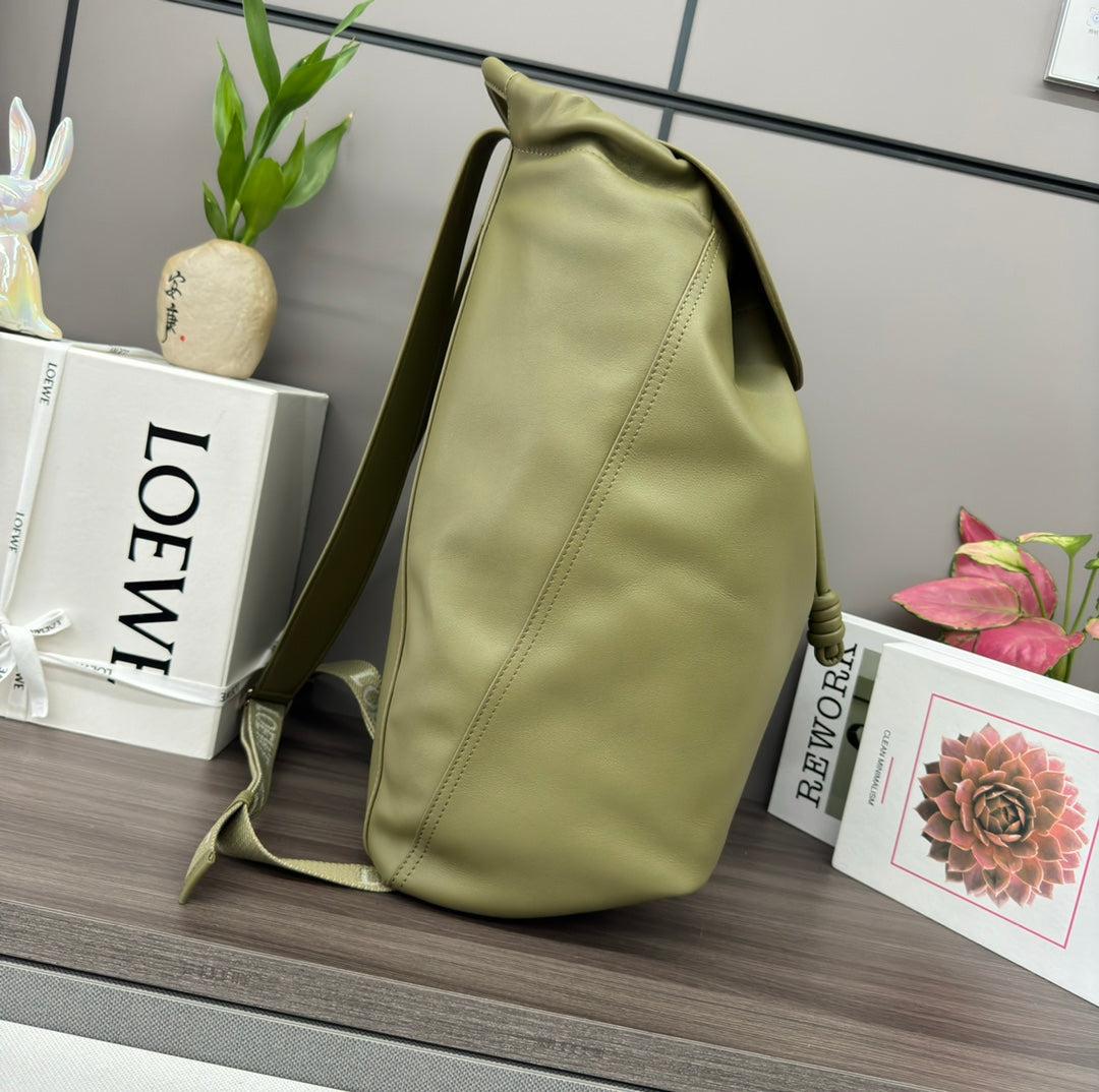 Loewe 2025 Flamenco Backpack 40cm Olive Green Calfskin 274688 - Image 3
