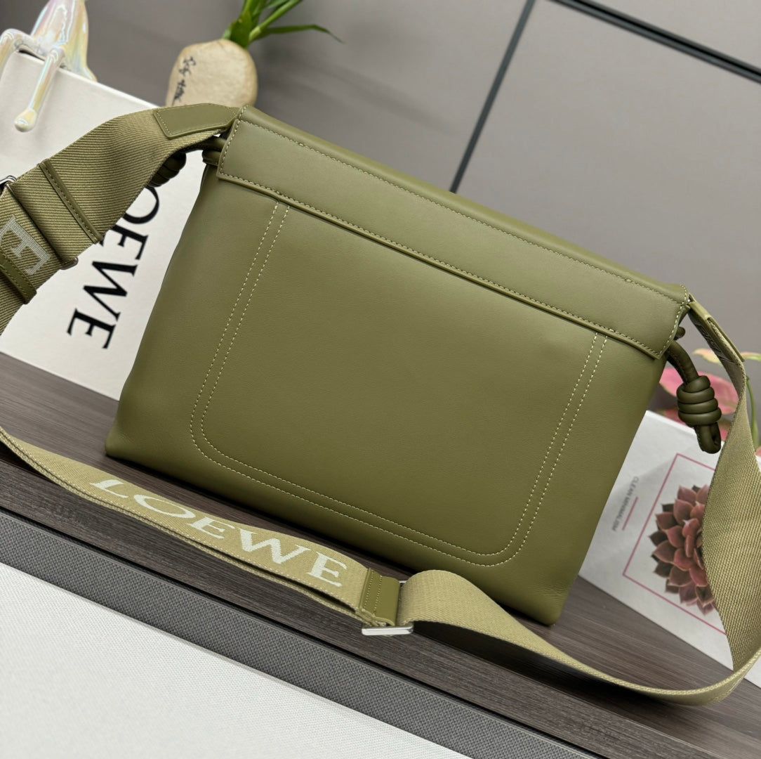 Alternative view of FLAMENCO SATCHEL 34 IN ARMY GREEN SHINY SUPPLE CALFSKIN