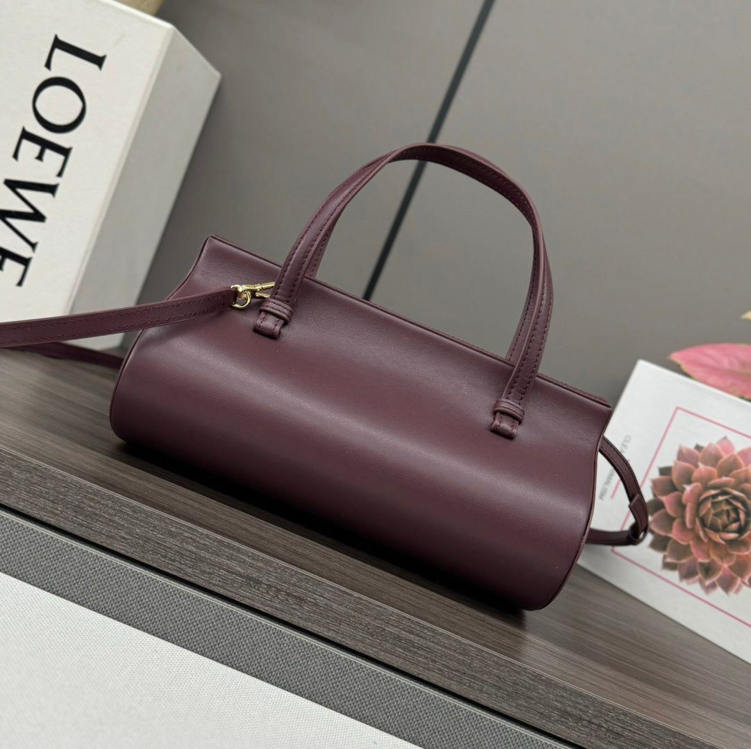 Alternative view of CYLINDER BAG 25 IN WINE PURPLE CALFSKIN
