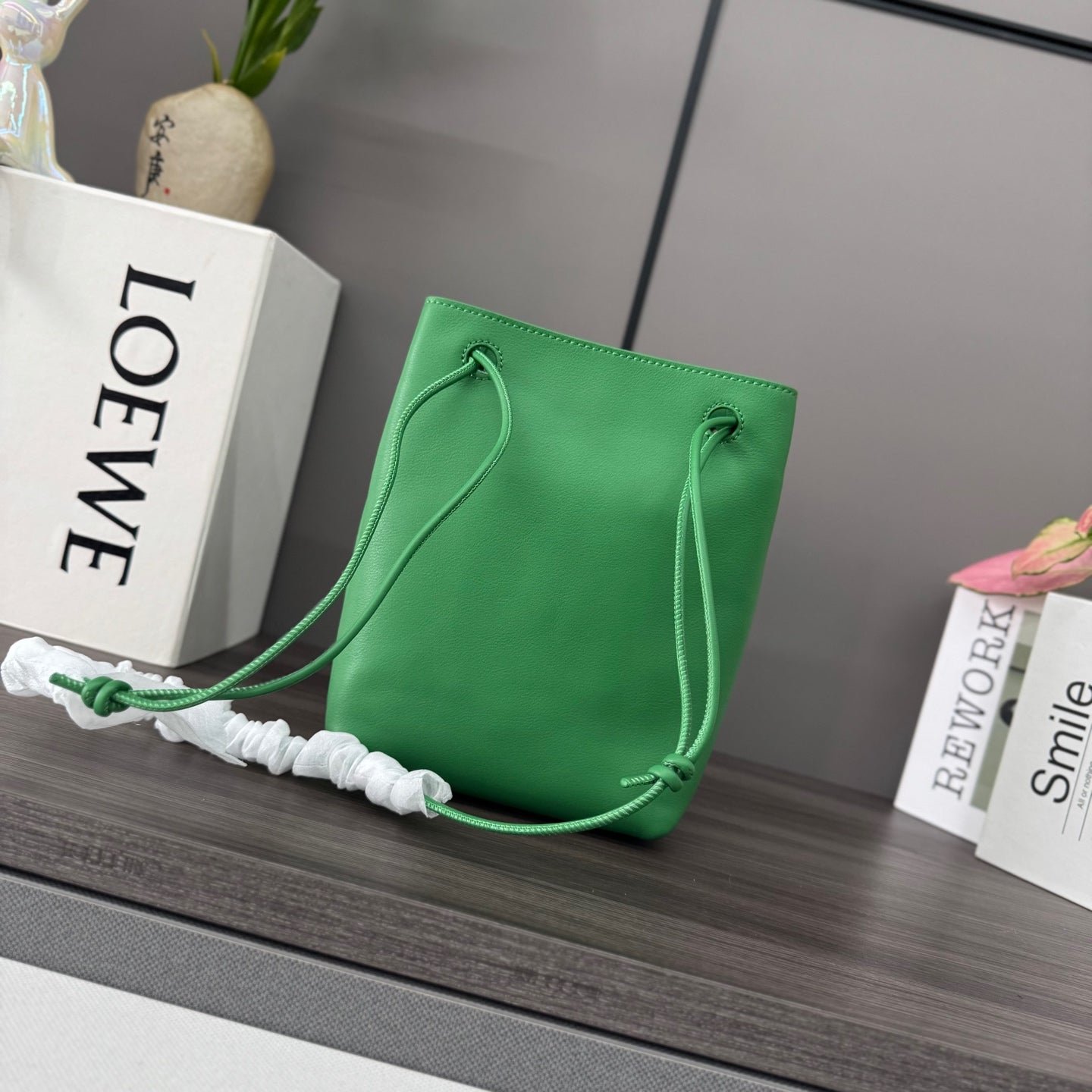 Alternative view of Loewe Small Pebble Hobo Green Smooth Calfskin