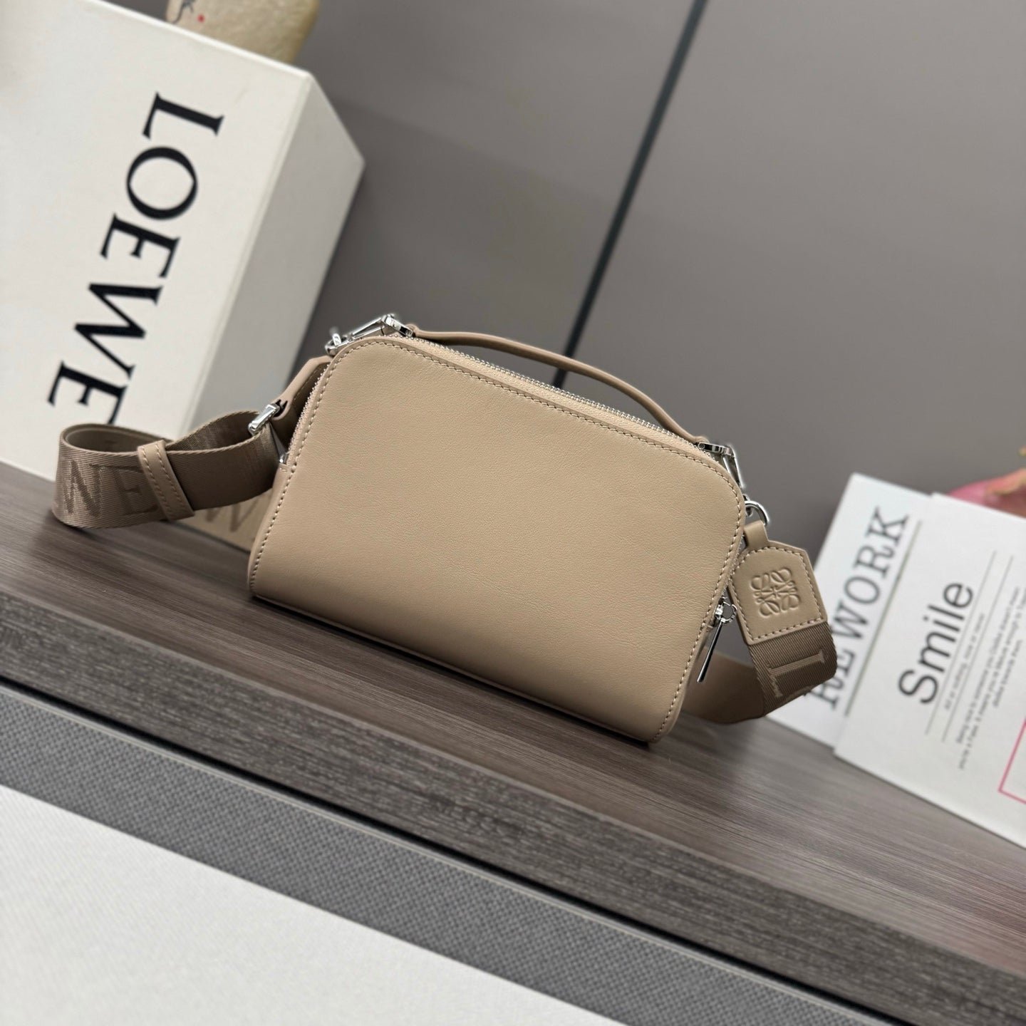 Alternative view of Loewe Mini Crossbody Camera Bag Light Taupe Calfskin
