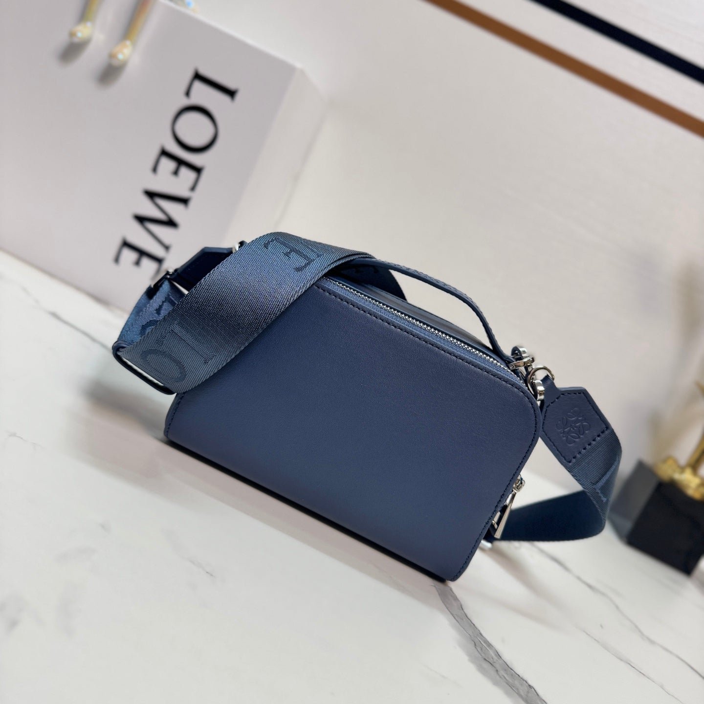 Alternative view of Loewe Mini Crossbody Camera Blue Calfskin 18cm