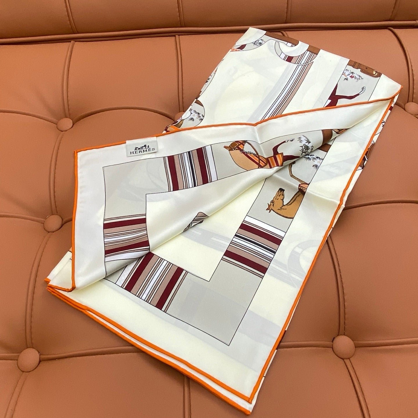 Hermès Silk Geometric Scarf - Image 8