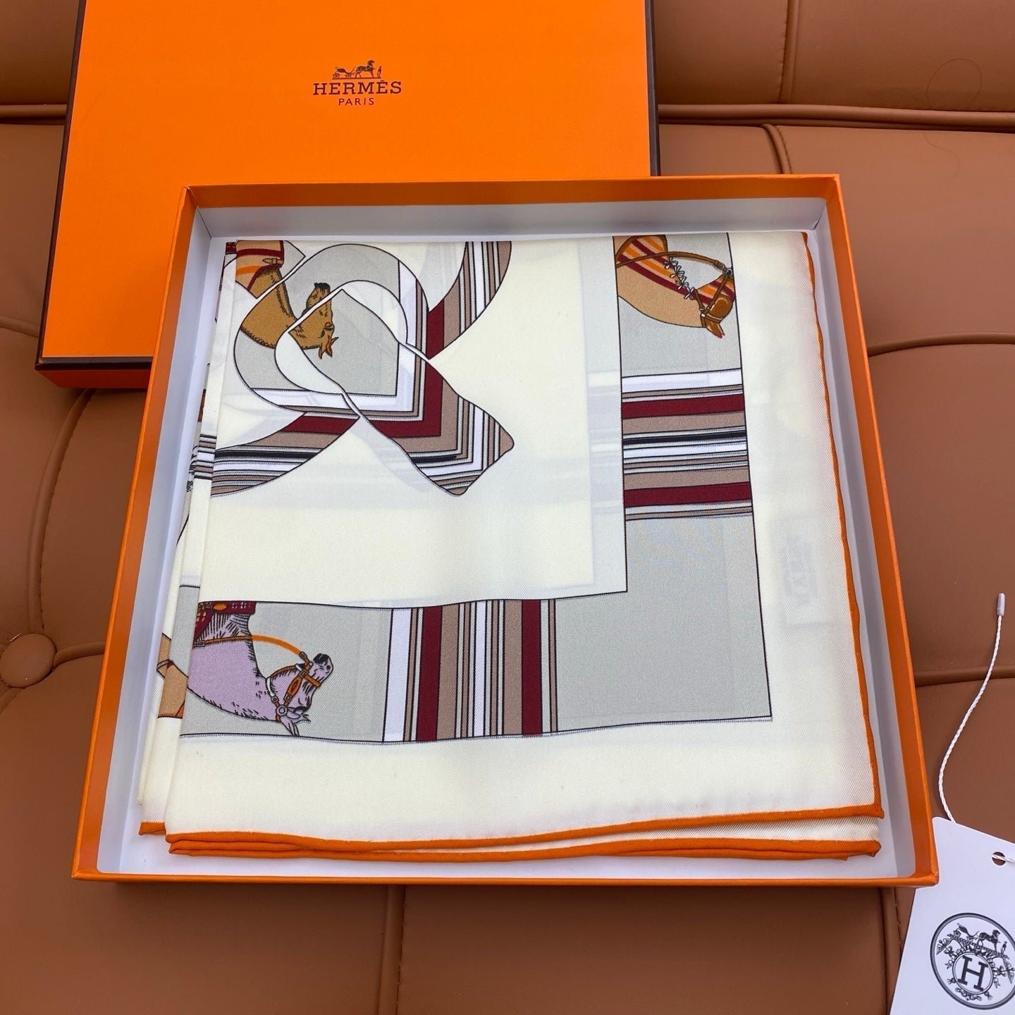 Hermès Silk Geometric Scarf - Image 3
