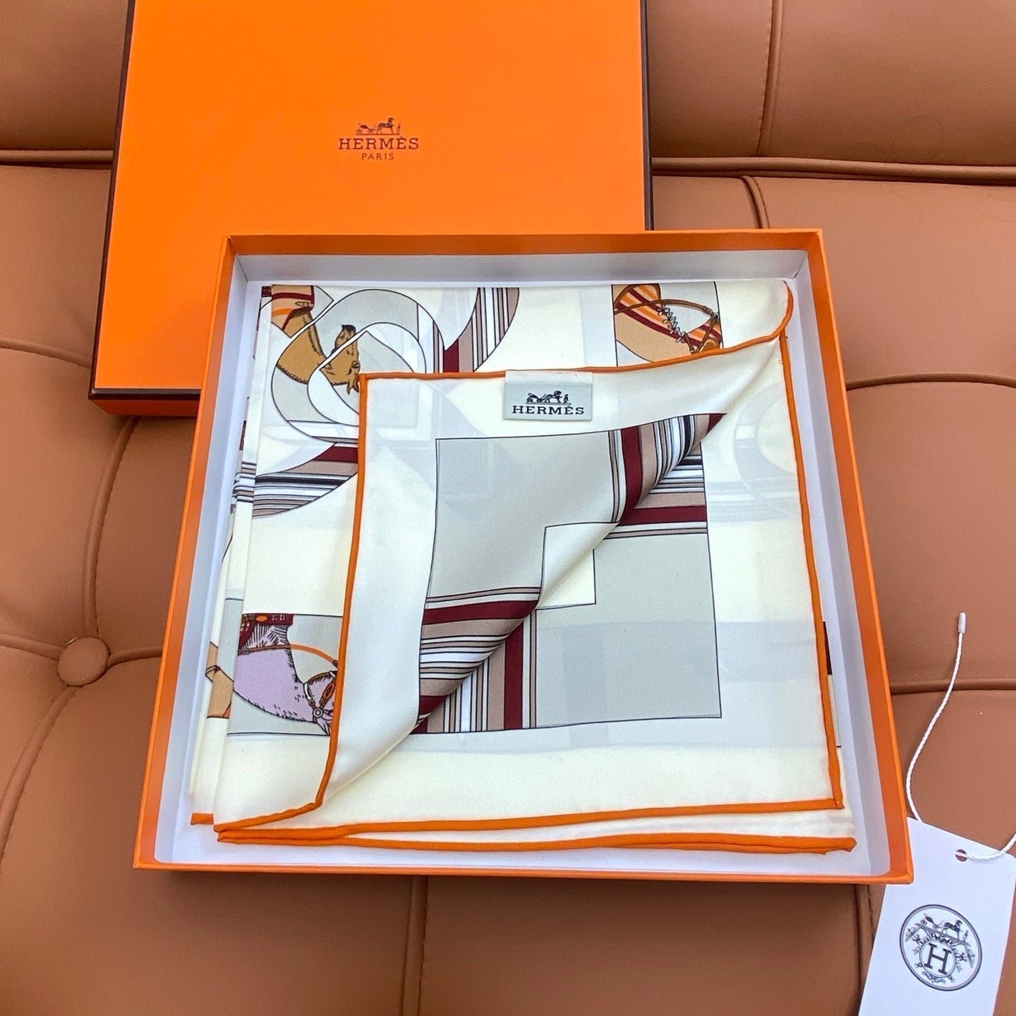Hermès Silk Geometric Scarf - Image 6