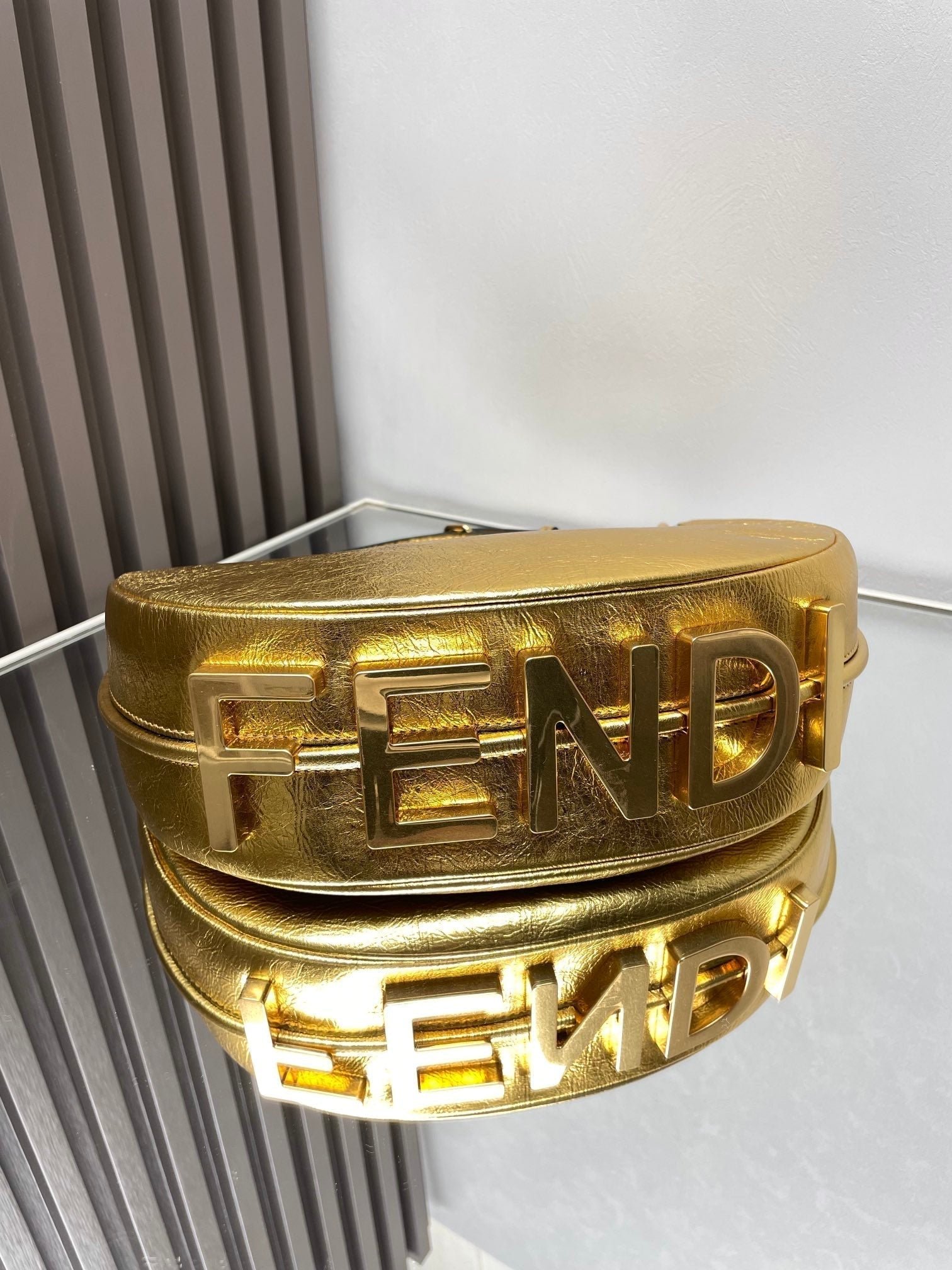 Fendigraphy Medium Gold Metallic Lambskin Bag - Image 6