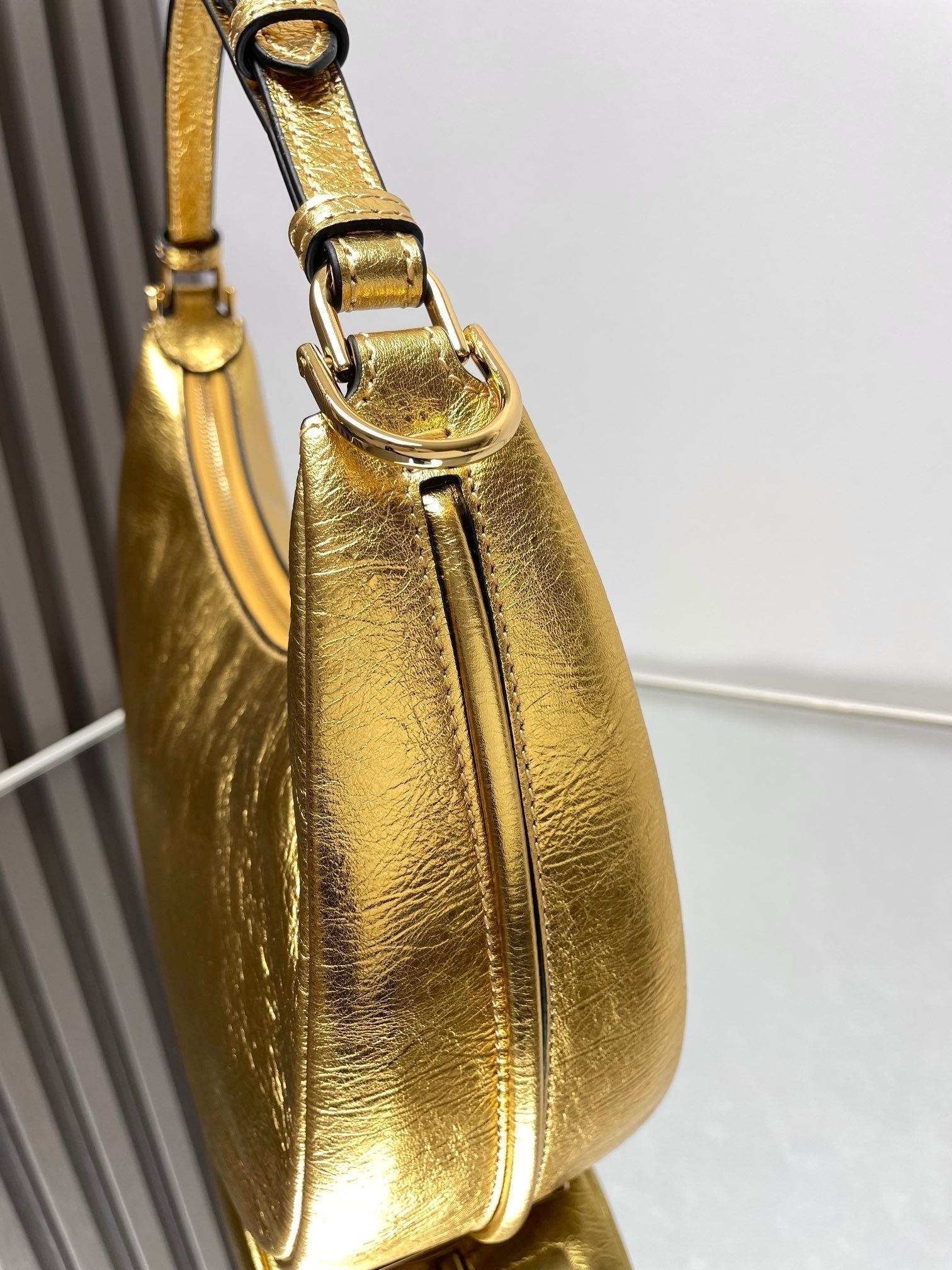 Fendigraphy Medium Gold Metallic Lambskin Bag - Image 5