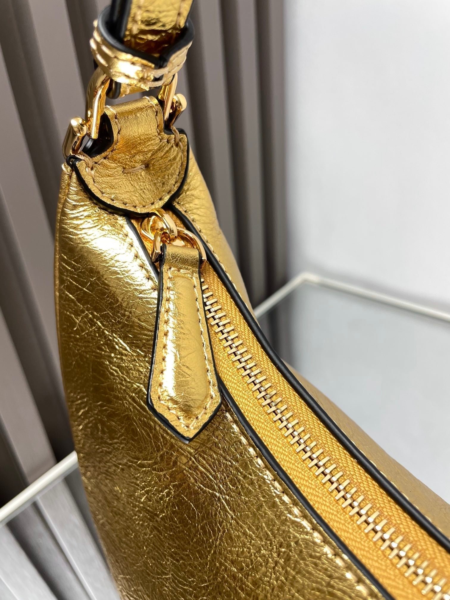 Fendigraphy Medium Gold Metallic Lambskin Bag - Image 4