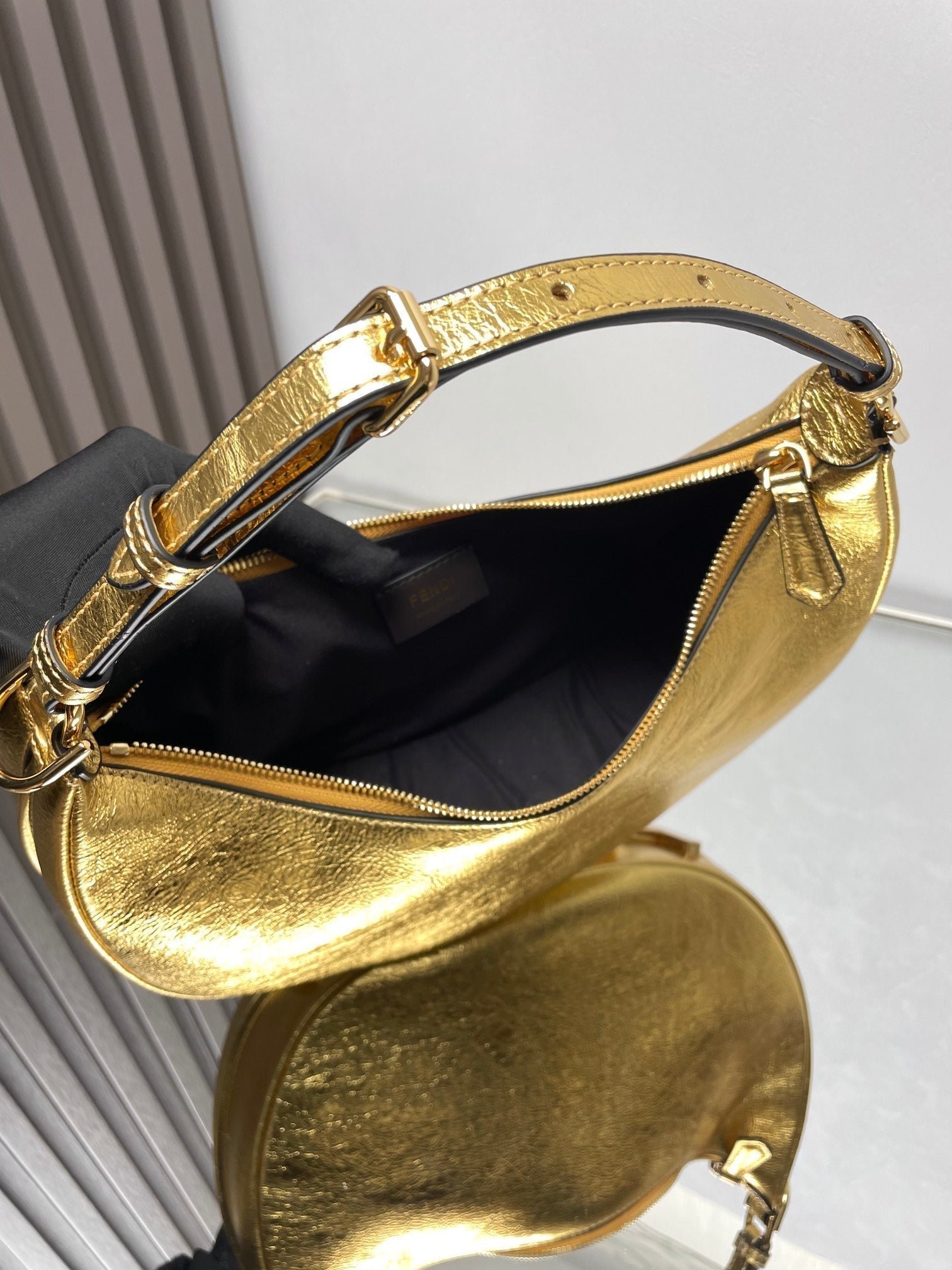 Fendigraphy Medium Gold Metallic Lambskin Bag - Image 7