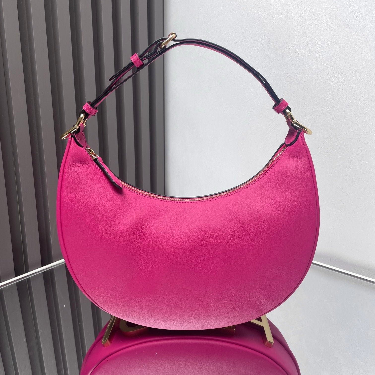 Fendigraphy Medium Bright Pink Lambskin Bag