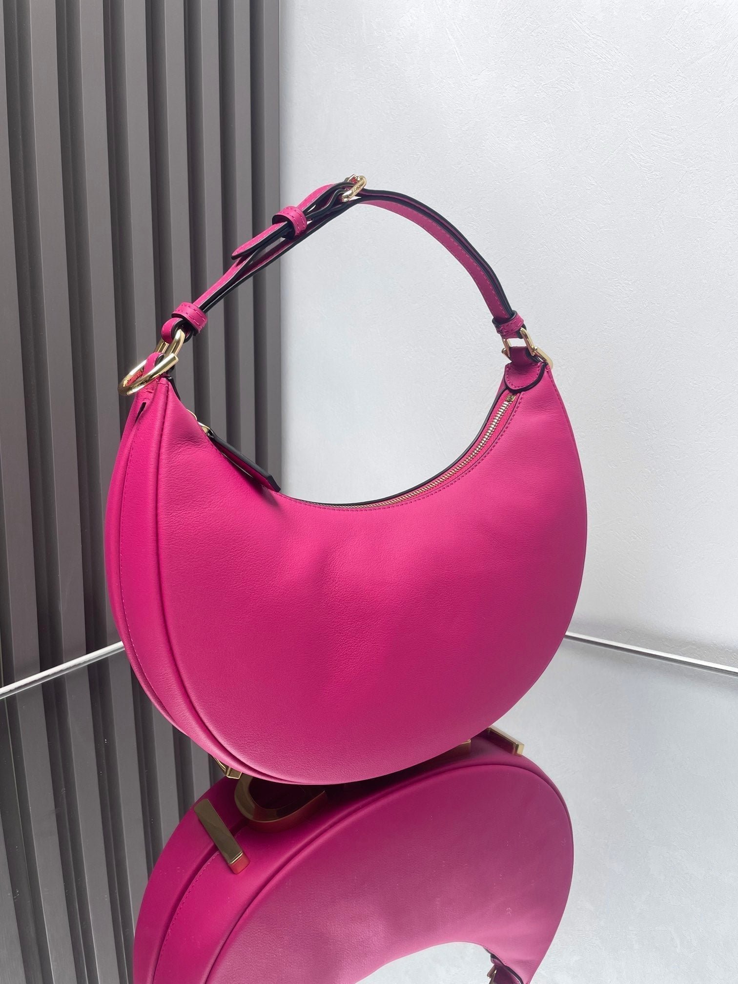 Alternative view of Fendigraphy Medium Bright Pink Lambskin Bag