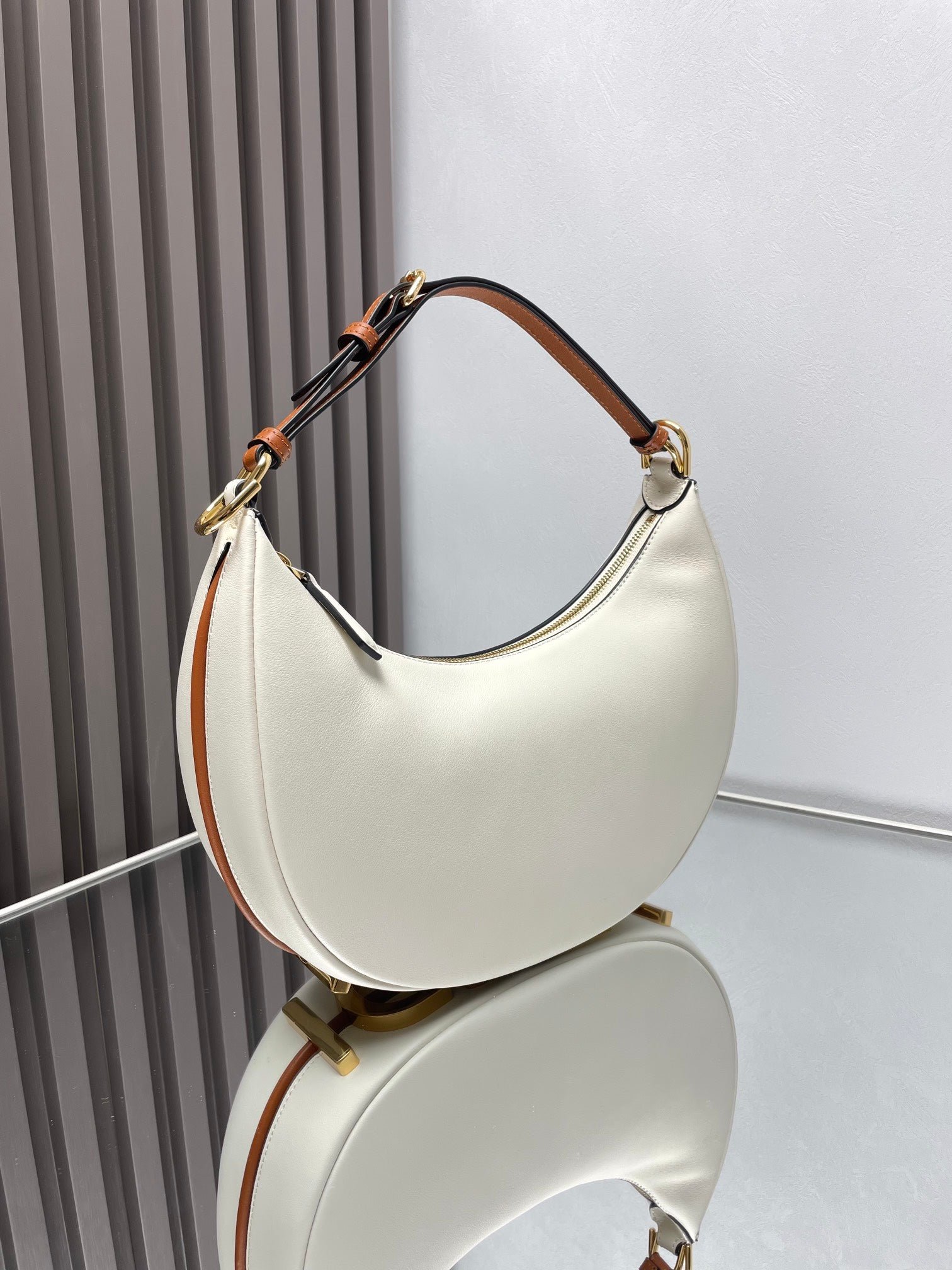 Alternative view of Fendi Fendigraphy Medium White Orange Trim Lambskin
